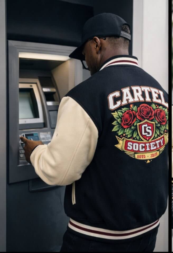 (Pre - Order 6 weeks)thee authentic Members Only Cartel Society Varsity Jacket - Cartel Society